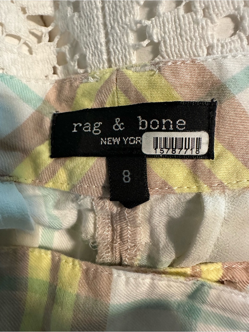 rag & bone Plaid High-Rise Women’s Shorts in Yellow and Tan Size 8